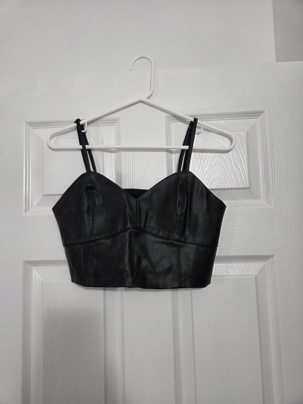 Vero Moda Black Faux Leather Bustier Cropped Cami